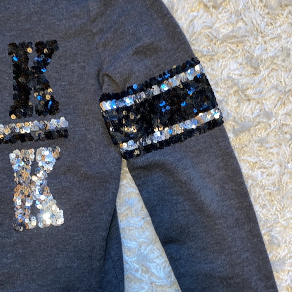 Victoria’s Secret PINK Gray Sequin Bling Hoodie. - Picture 6 of 10